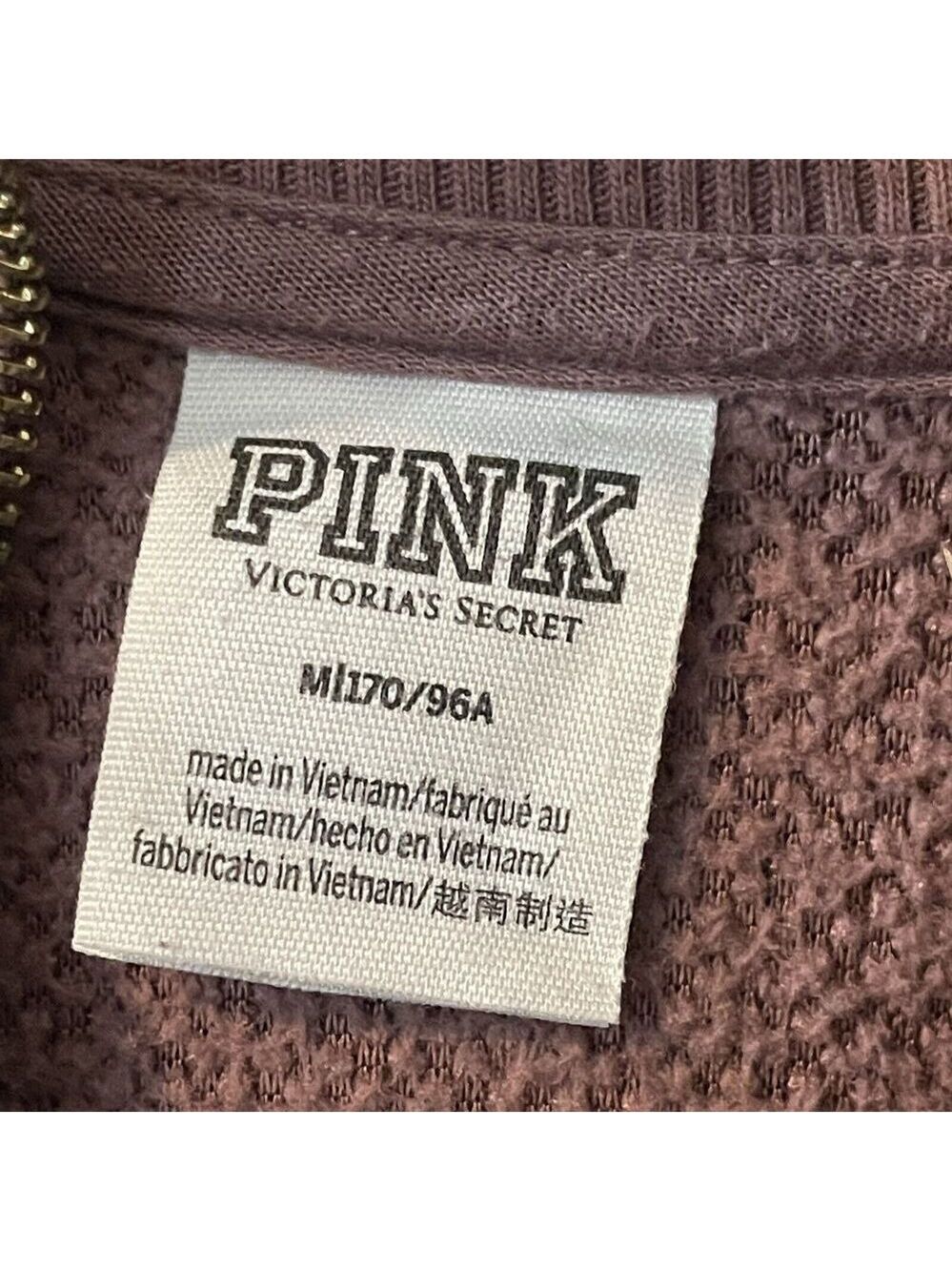 Victoria Secret Pink 1/4 Zip Cropped Pullover Mauve Sherpa Sweater Jacket Sz M - Picture 3 of 8